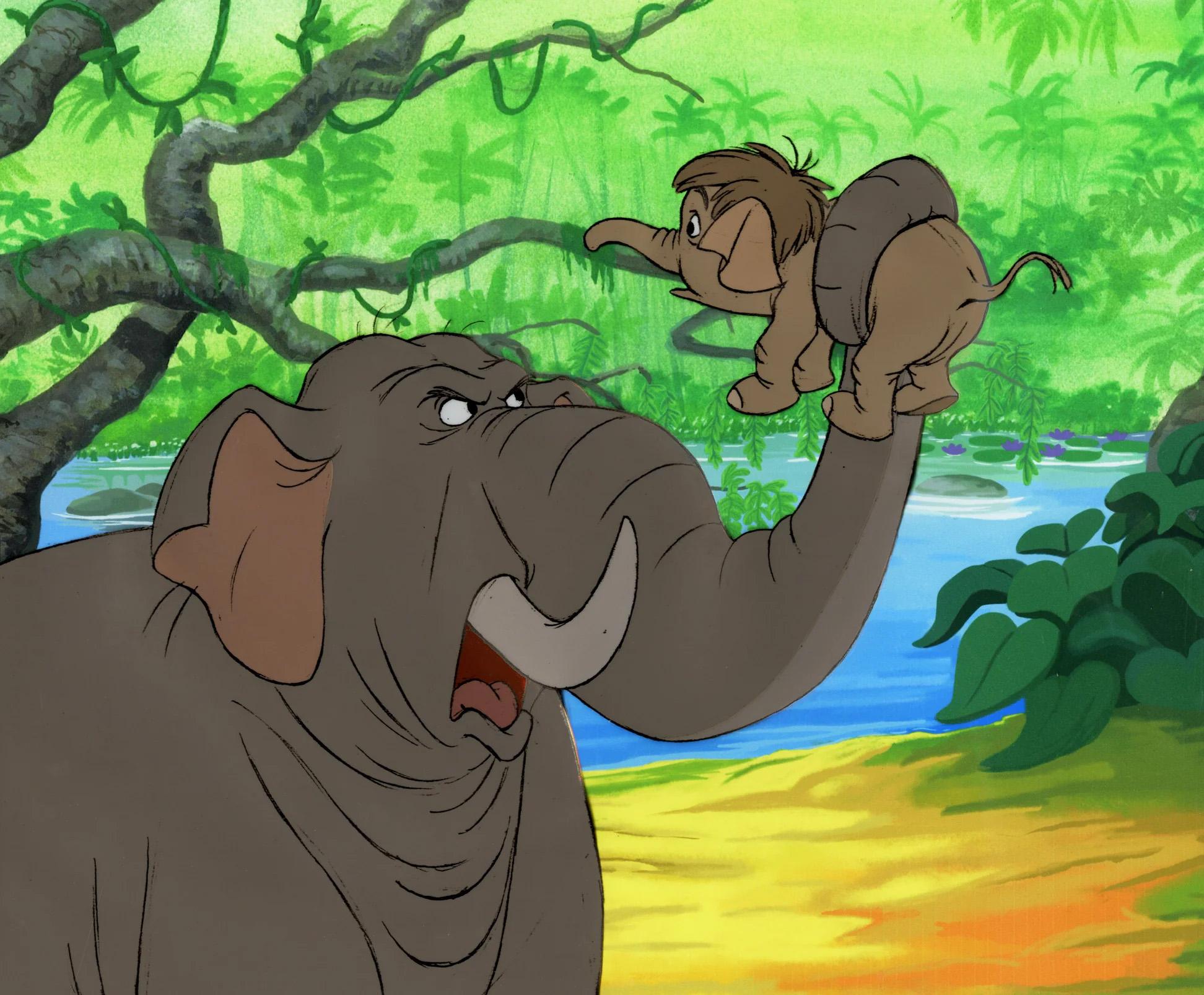 The Jungle Book Original Production Cel: Colonel Hathi and Hathi Jr. - Art by Walt Disney Studio Artists