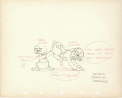 Vintage Mickey's Polo Team Original Production Drawing: Donald Duck and Donkey
