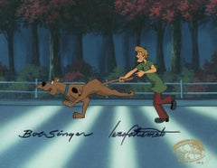 Used Scooby-Doo Original Cel Signed by Bob Singer and Iwao Takamoto: Scooby, Shaggy 