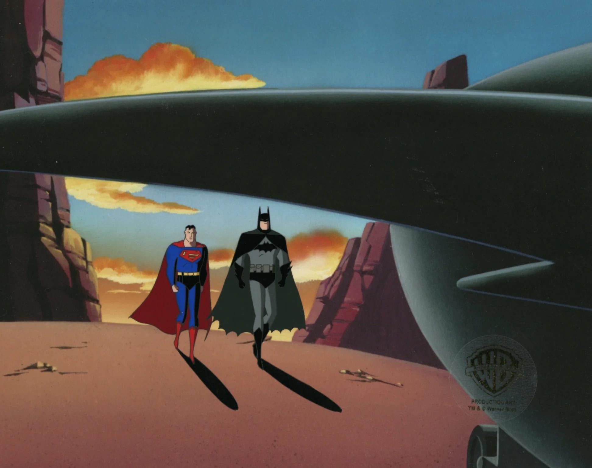 Superman the Animated Series Original Production Cel: Superman, Batman - Art by DC Comics Studio Artists