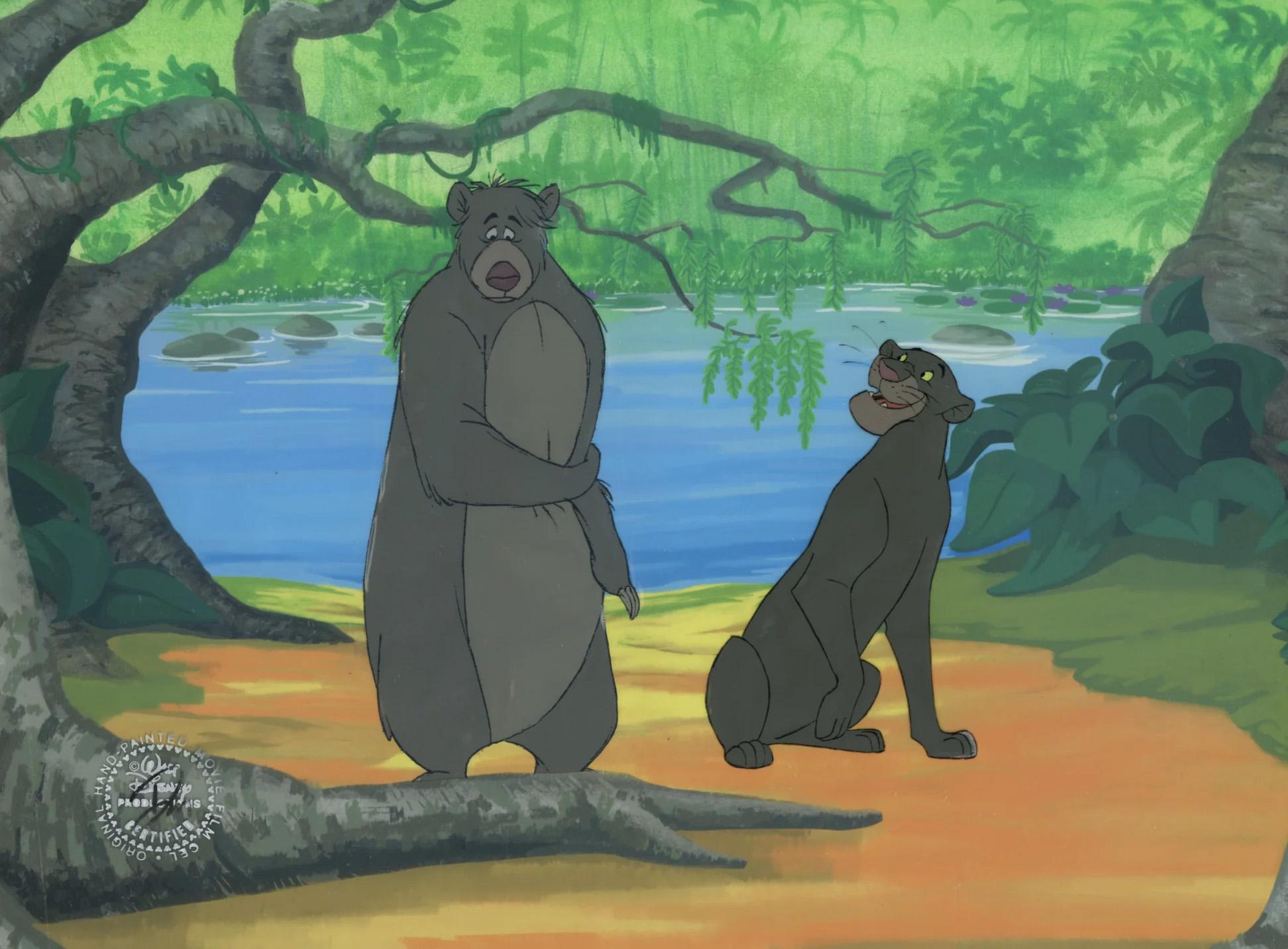 The Jungle Book Original Production Cel: Baloo, Baghera - Art by Walt Disney Studio Artists