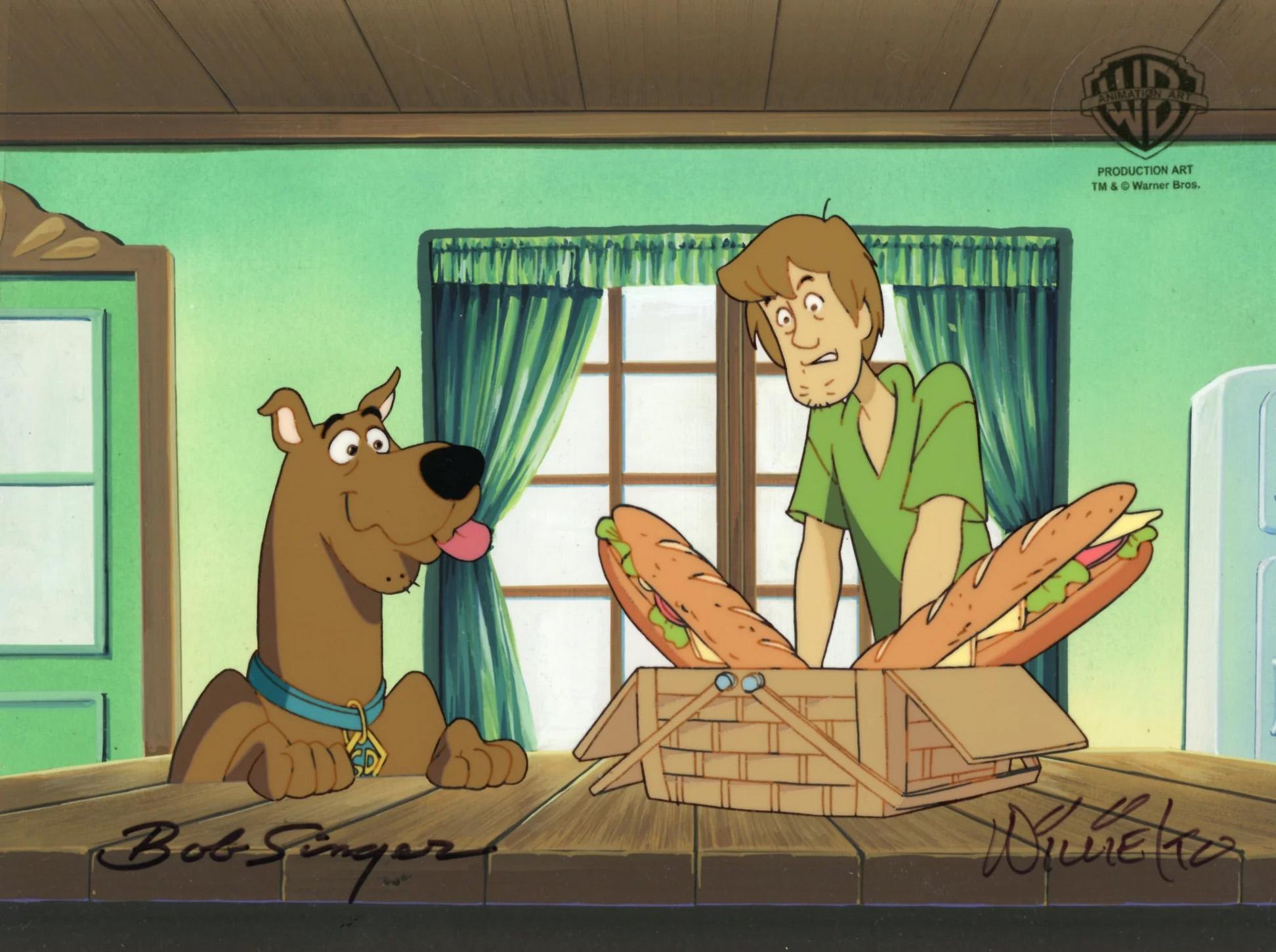 Scooby Doo Zombie Island originale Cel & Background signé Bob Singer, Willie Ito - Art de Hanna Barbera Studio Artists