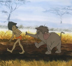 The Jungle Book Original Production Cel: Mowgli and Hathi Jr.