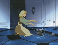 Vintage Cinderella Original Production Cel on Hand Painted Background: Cinderella