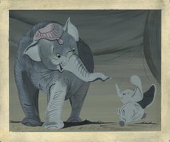 Vintage Original Dumbo Concept Painting by Mary Blair: Dumbo and Jumbo