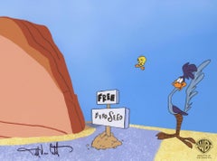 Looney Tunes Production Cel signed Darell Van Citters: Road Runner and Tweety