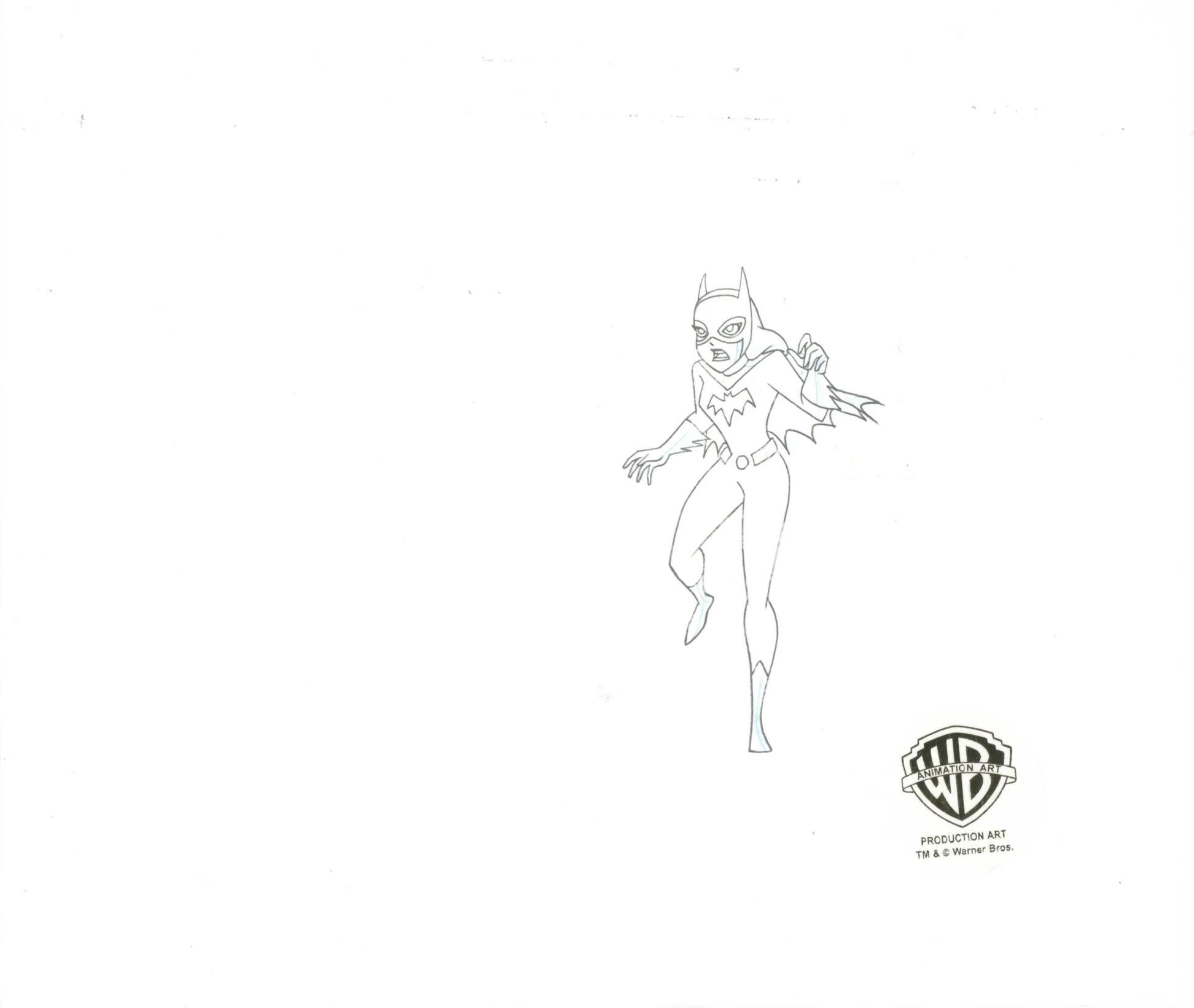 Cel di produzione originale TNBA con disegno abbinato: Supergirl e Batgirl - Art Pop Art di DC Comics Studio Artists
