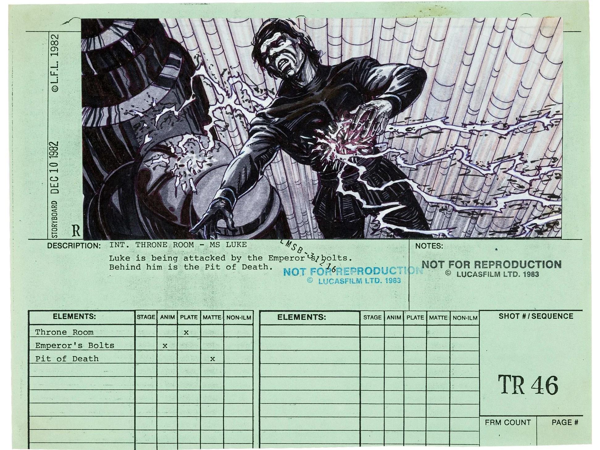 MEDIUM:  Storyboard Drawings by David Russell
PRODUCTION:  Star Wars: Episode VI - Return of the Jedi, 1983
IMAGE SIZE:  9