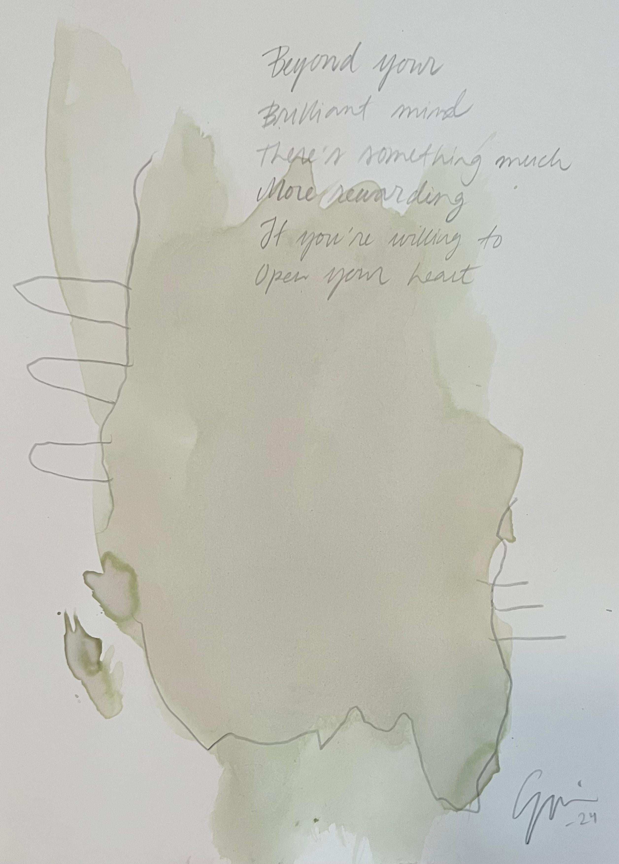 Emmi Granlund Abstract Drawing - 'Beyond your brilliant mind’, watercolour, abstract philosophical quote