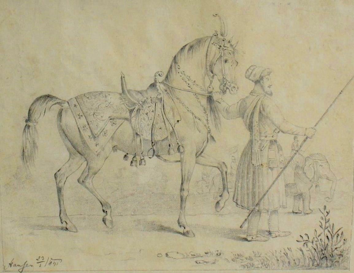 Animal Art Hans Jacob Hansen - The Parading Persian Horse (Le cheval persan qui parade)
