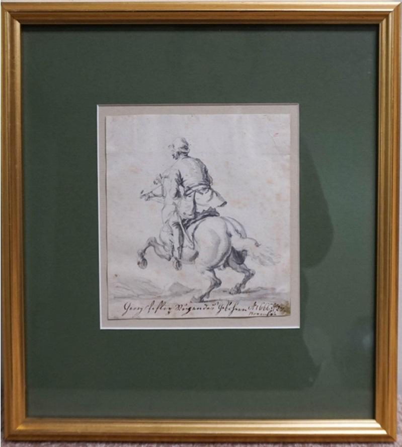 Fin XVIIe-début XVIIIe  siècle Dessin 
Plume et encre brune, pinceau et lavis gris sur papier
att.  à Georg Philipp Rugendas (1666 - 1742) 

porte une inscription à l'encre d'époque dans la marge inférieure 