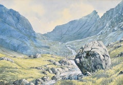 Coire Lagan - Isle of Skye Scottish Mountain Range Watercolor Landscape Painting