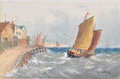 Stonehaven Aberdeenshire - Antique Scottish Marine Coastal Watercolor Painting