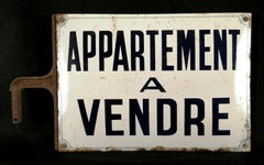 Apartement a Vendre - Antikes französisches Emaille-Werbeschild aus dem frühen 20.