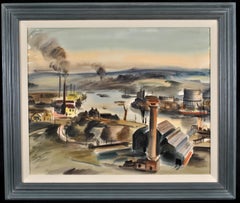 The Medway, Rochester - Large Modern British Kent Landscape Watercolor Painting