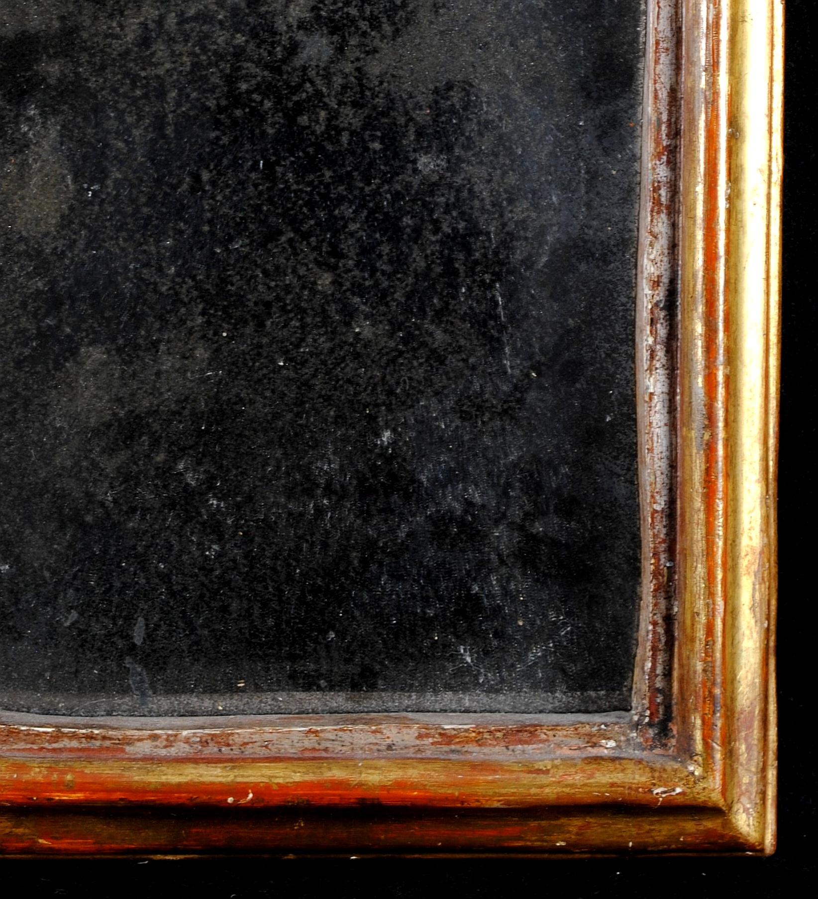 Miroir renforcé français du 19ème siècle en verre mercuré et bois doré antique en vente 1