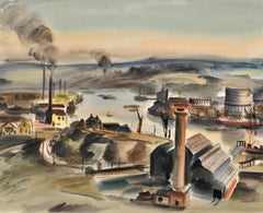 The Medway, Rochester - Large Modern British Kent Landscape Watercolor Painting