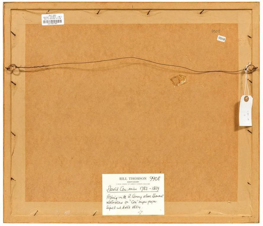 Pesca sul fiume Conwy - Pittura ad acquerello di un vecchio maestro inglese del Wales and Wales - Landscape Art Beige di David Cox