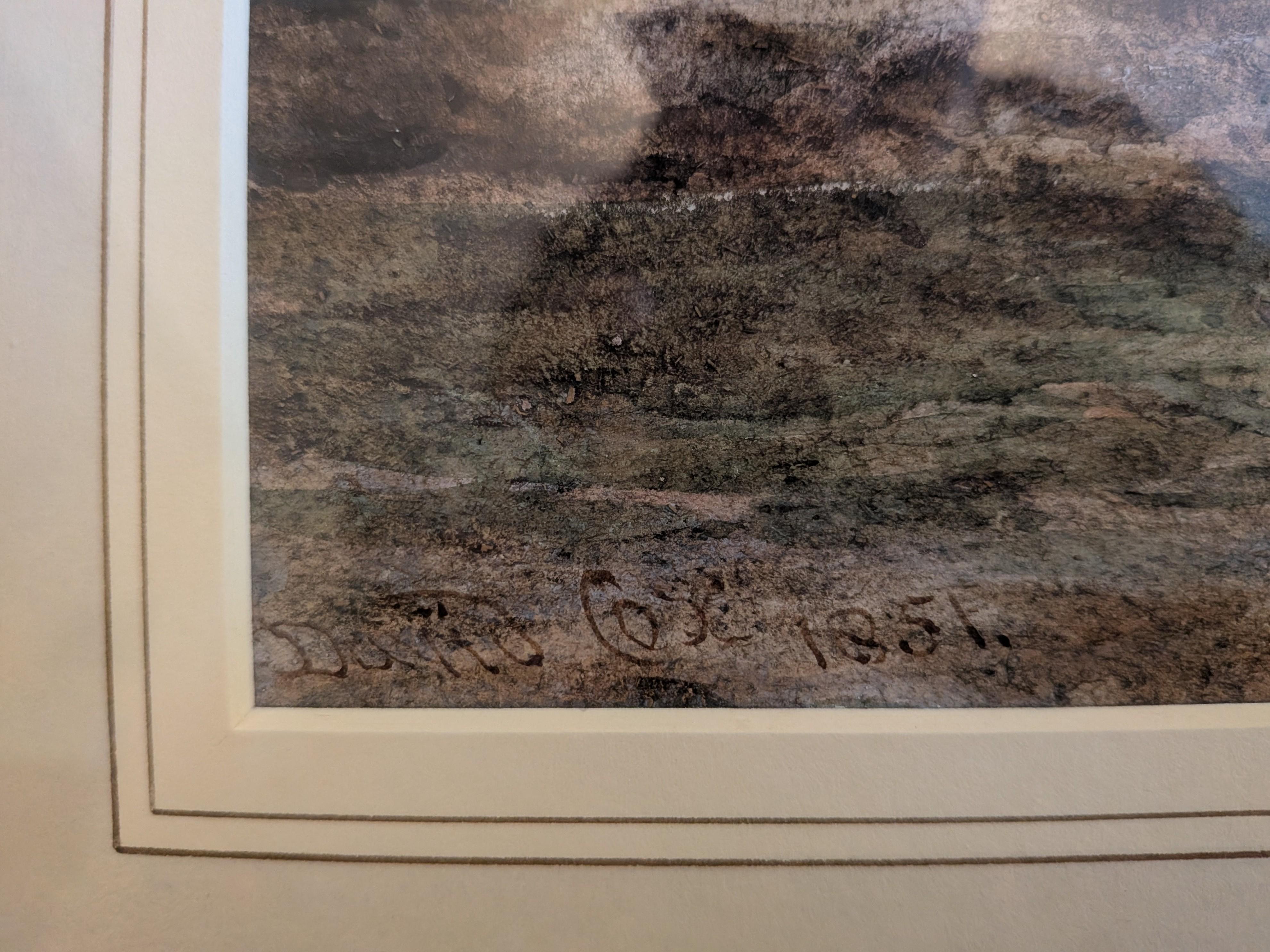 Pesca sul fiume Conwy - Pittura ad acquerello di un vecchio maestro inglese del Wales and Wales - Art di David Cox