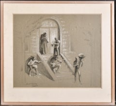 Jazz at St. Petersburg - 20th Century Charcoal Figurative Music Drawing Painting