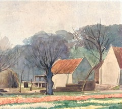 Haarlem Landscape - Mid 20th Century Dutch Holland Winter Watercolour Painting