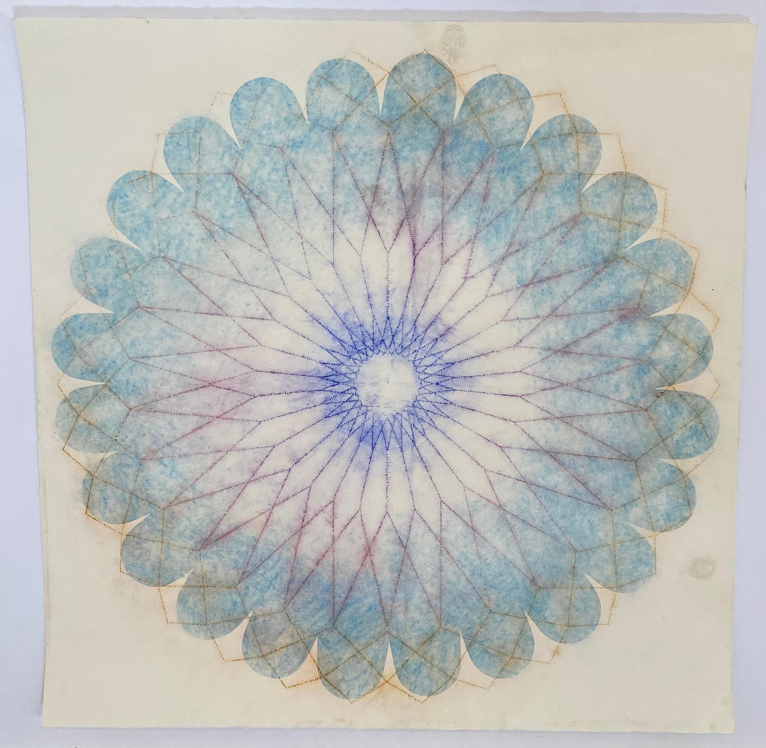 Primavera Pop Two, Geometric Flower Mandala, Light Blue, Cobalt, Yellow, Violet 5