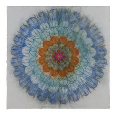 Primavera Pop 25, Geometric Flower Mandala, Navy Blue, Burnt Orange, Pink