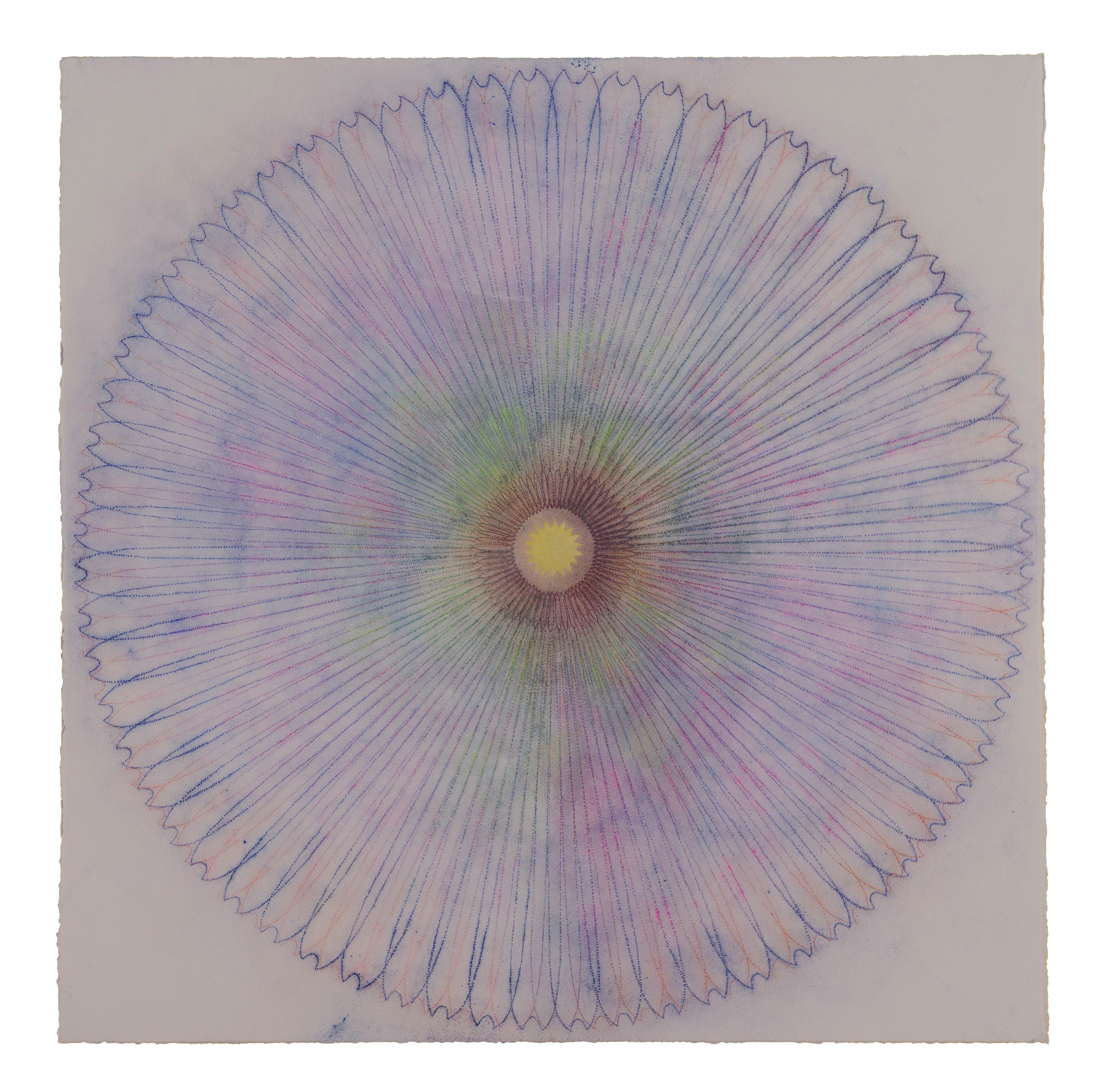 Primavera Pop 23, Geometric Flower Mandala, Purple, Violet, Brown, Yellow