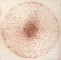 Exotic Hex Series 112 07, Reddish Brown Circular Mandala Line Drawing in Square
