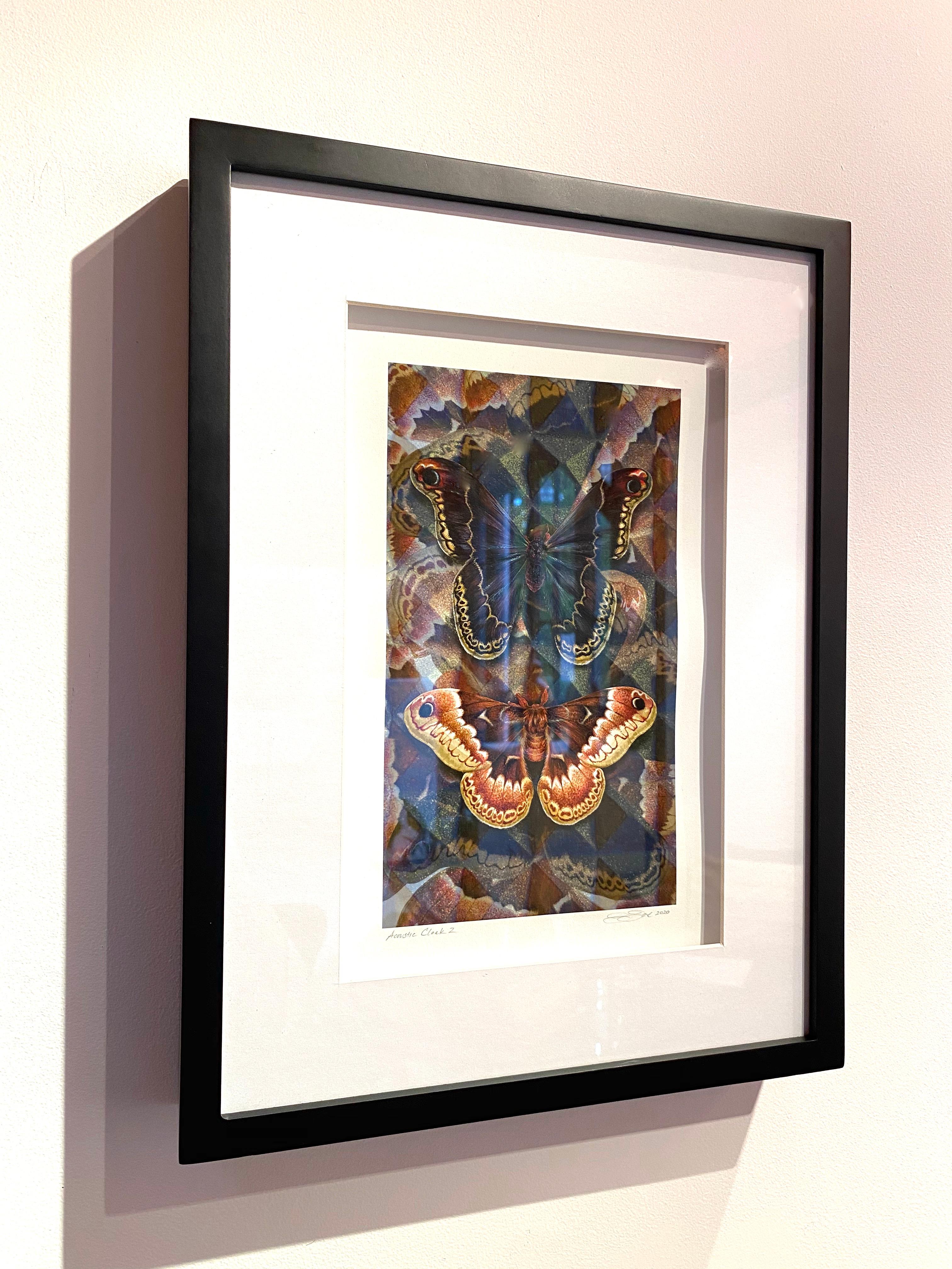 Acoustic Cloak Two, Nature Inspired Painting, Two Butterflies, Geometric Pattern For Sale 1