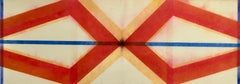 River And Steel Series Eleven, Bold Geometric Drawing, Orange Red, Navy Blue