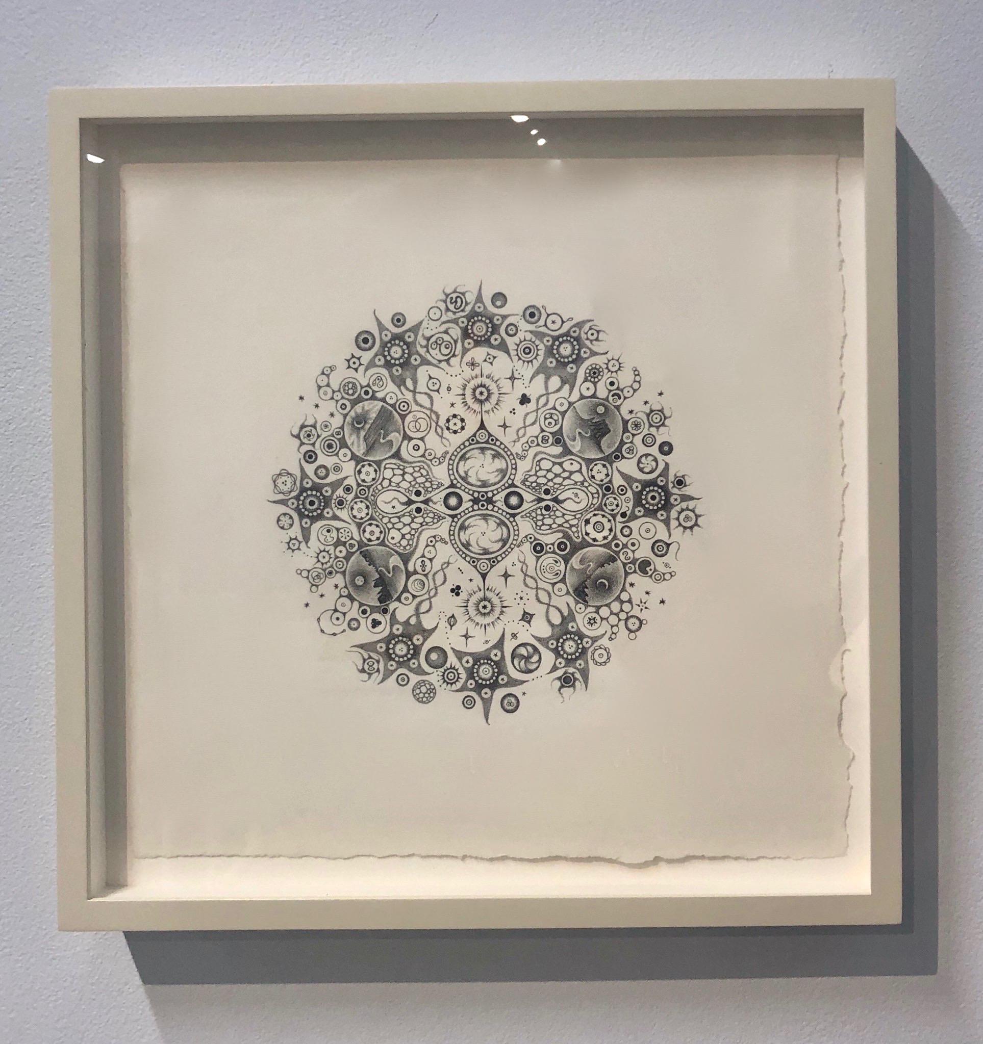 Snowflakes 114 Response, Mandala Pencil Drawing, Desert Landscape, Moon, Pattern - Art by Michiyo Ihara