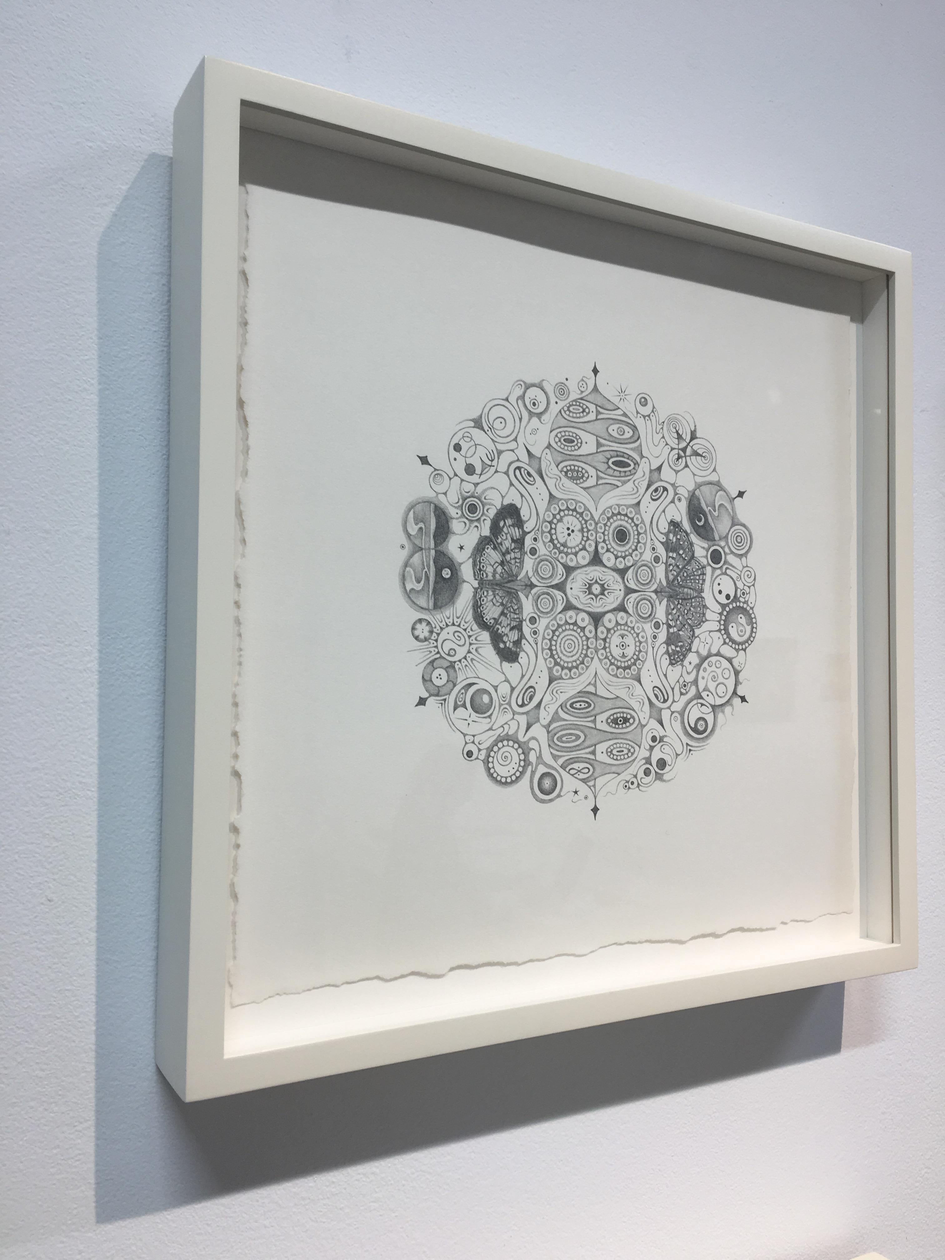 Snowflakes 146 Joy, Mandala Pencil Drawing with Butterflies, Landscapes, Pattern - Art by Michiyo Ihara