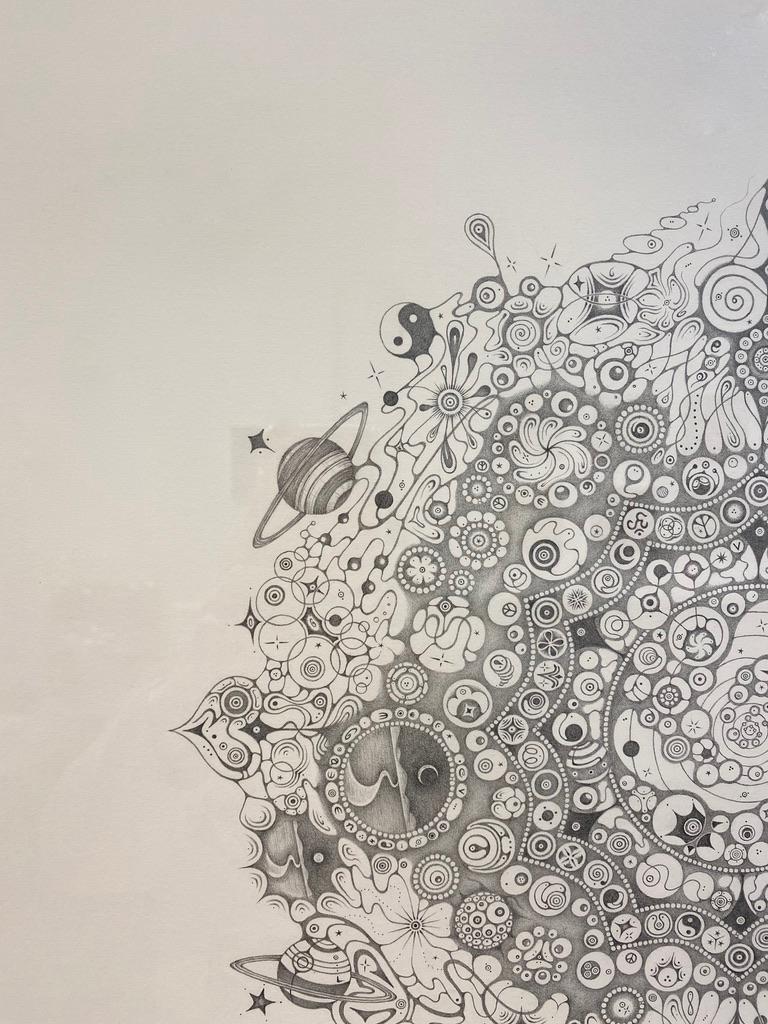 Snowflakes 150 Be, Planets, Spiritual Theme, Nature Mandala Pencil Drawing - Contemporary Art by Michiyo Ihara