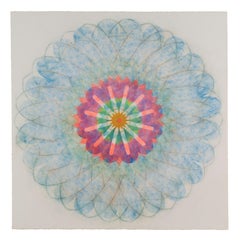 Primavera Pop Zero Three, Geometric Flower Mandala, Blue, Bright Pink, Yellow