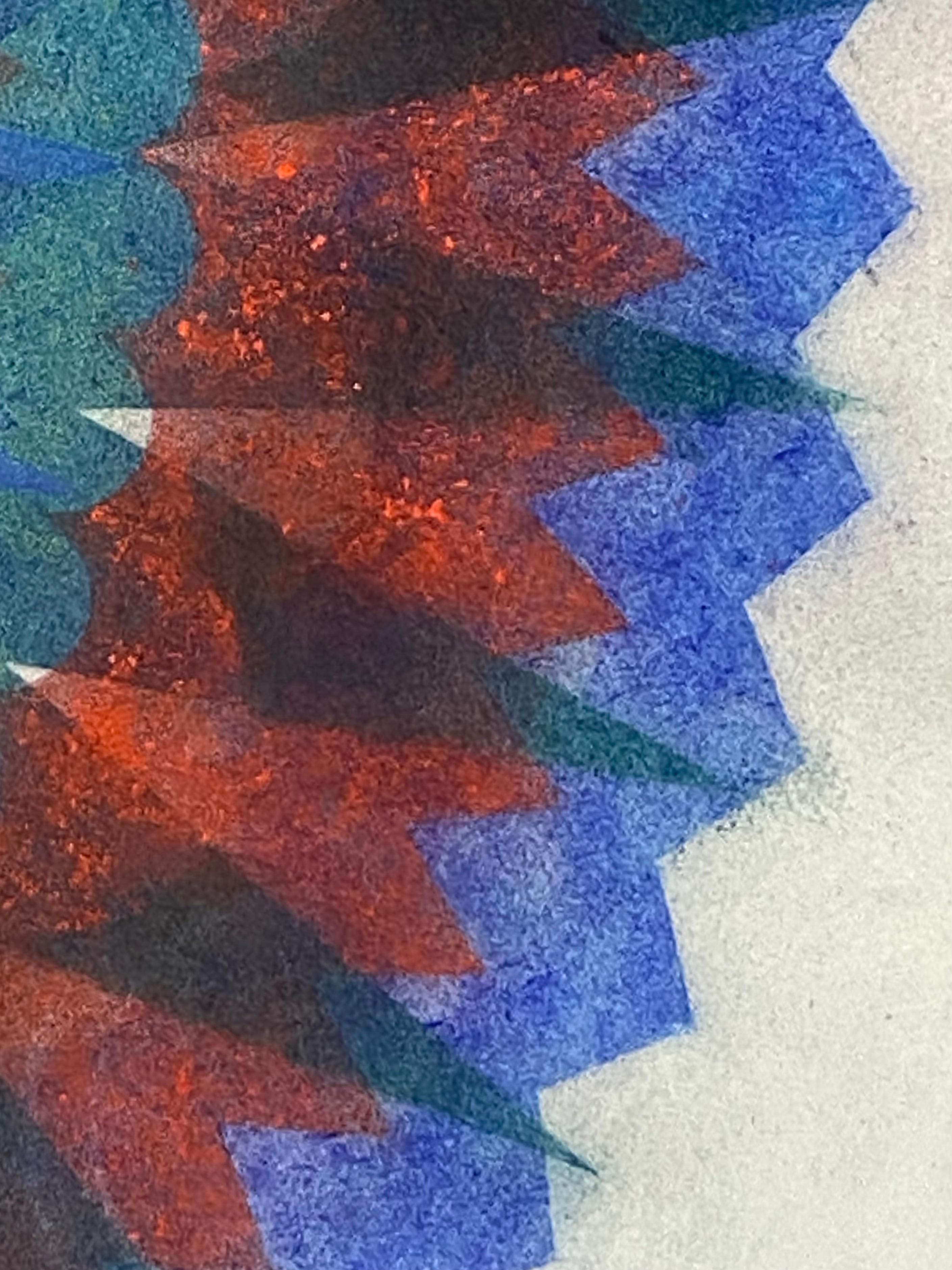 Primavera Pop 28C, Red, Cobalt Blue, Teal, Yellow Geometric Abstract Mandala For Sale 11