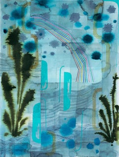 Untitled 601, Teal Blue, Hunter Green, Indigo Patterns, Abstract Landscape