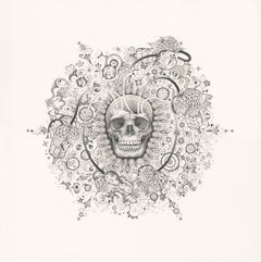 Élans de neige 155 Awareness, crâne et planètes, dessin au crayon en graphite, Mandala
