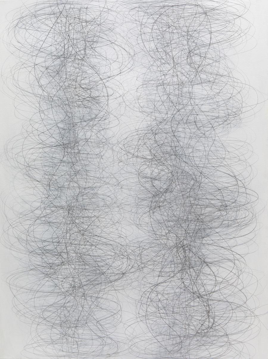 Margaret Neill Abstract Drawing - Gamut, Gray, White, Graphite Waves Undulating Lines Pattern