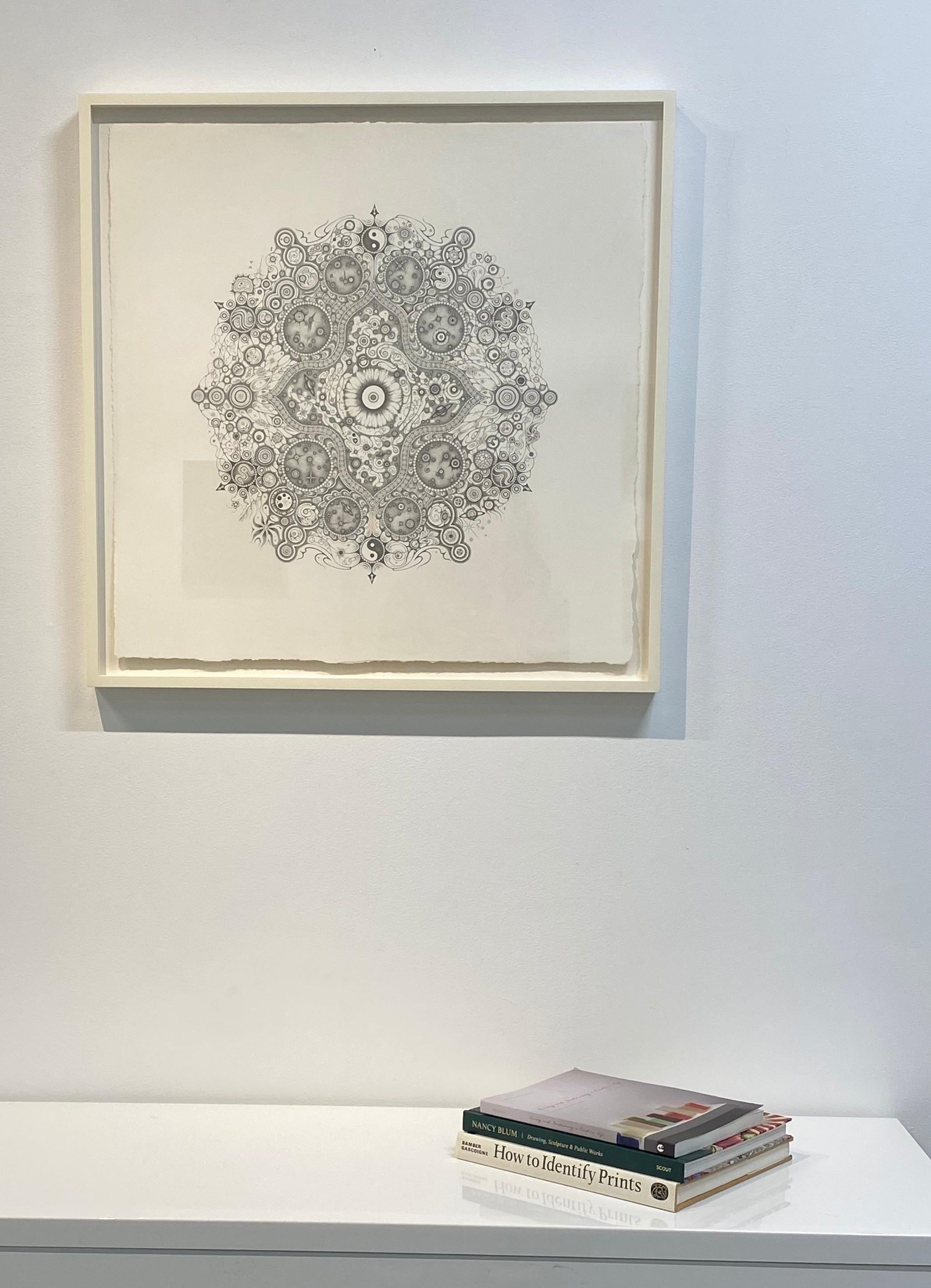 Snowflakes 152 Trance Fusion, Mandala Drawing, Pencil, Ying and Yang, Planets - Contemporary Art by Michiyo Ihara