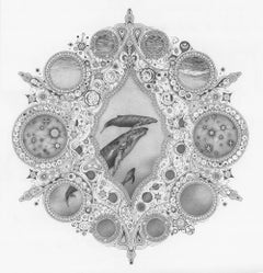 Used Snowflakes 148 Mother, Whales, Seascape, Planets, Ocean Mandala Pencil Drawing