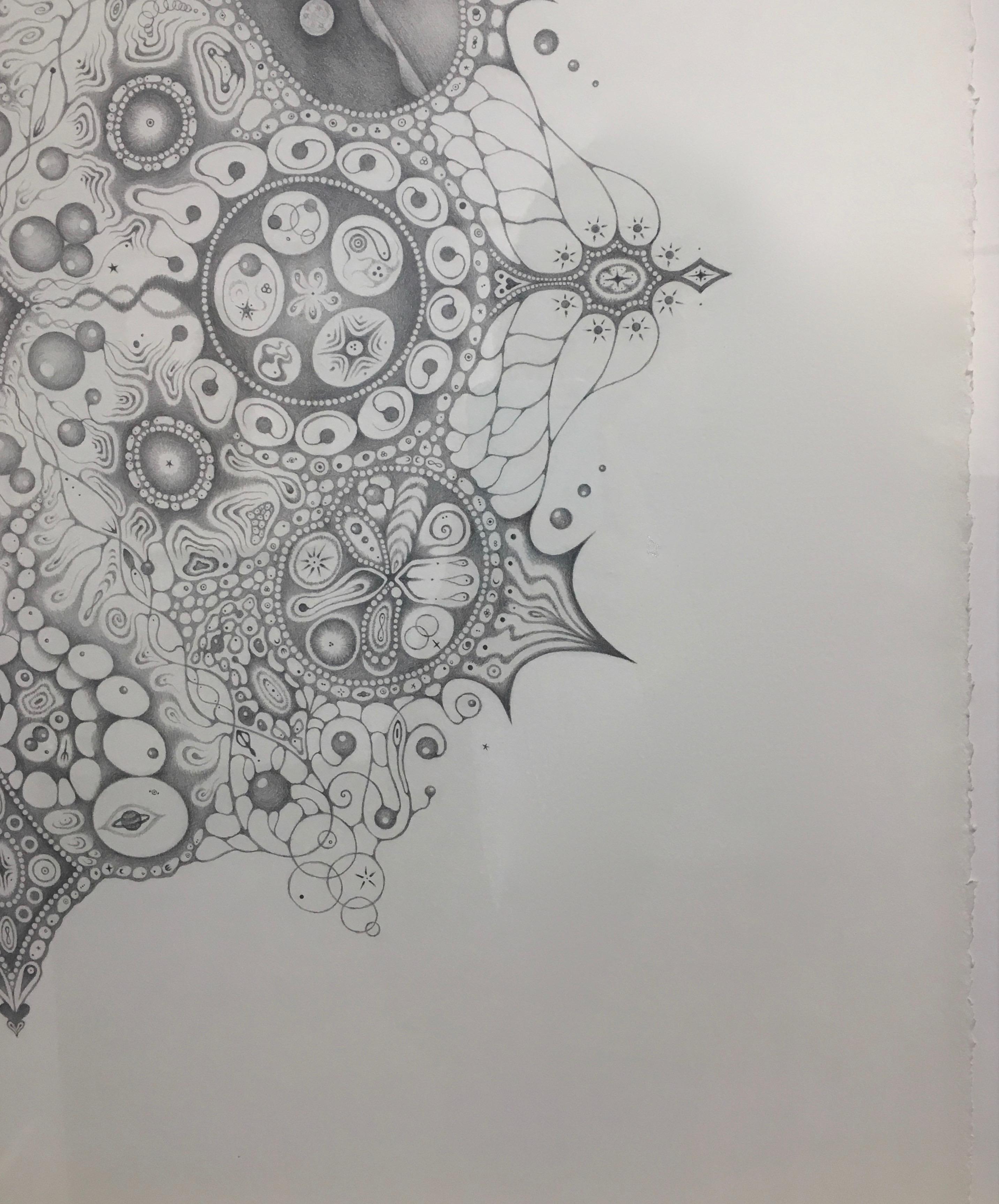 Drawing Mandala « Oneness » 125 flocons de neige, planètes, croissants de lune, motifs en vente 1