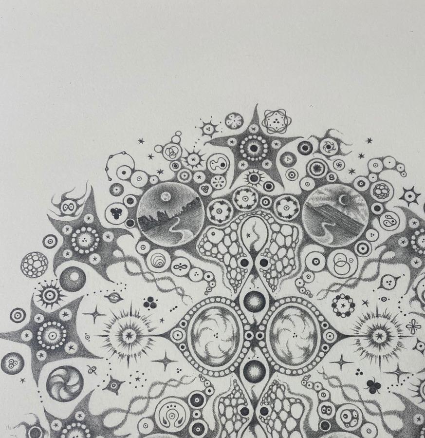 Fiocchi di neve 114 Risposta, disegno a matita mandala, paesaggio desertico, luna, motivo in vendita 1