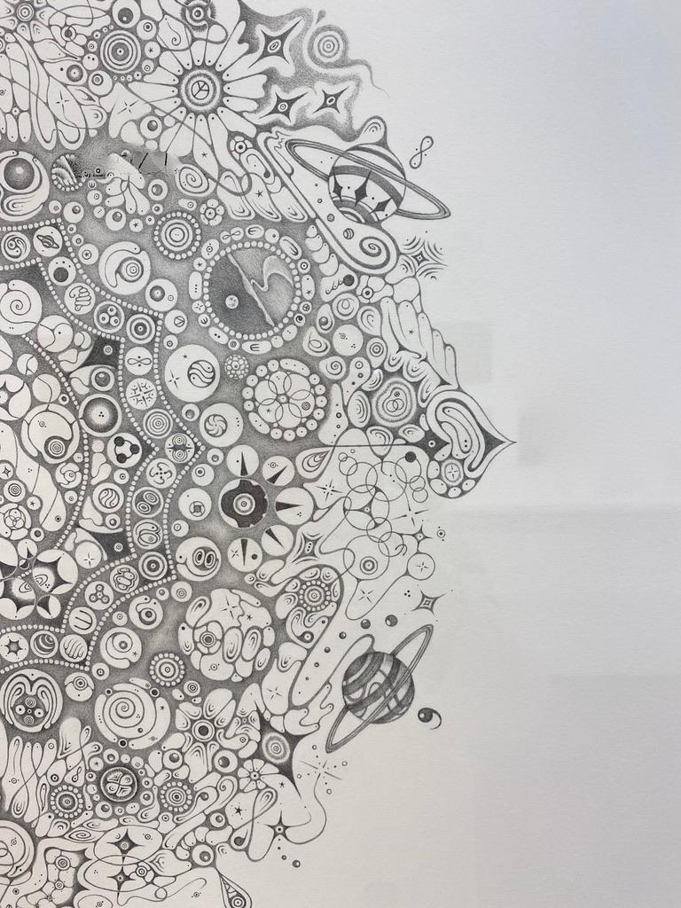 Copos de nieve 150 Be, Planetas, Tema espiritual, Naturaleza Mandala Dibujo a lápiz en venta 4
