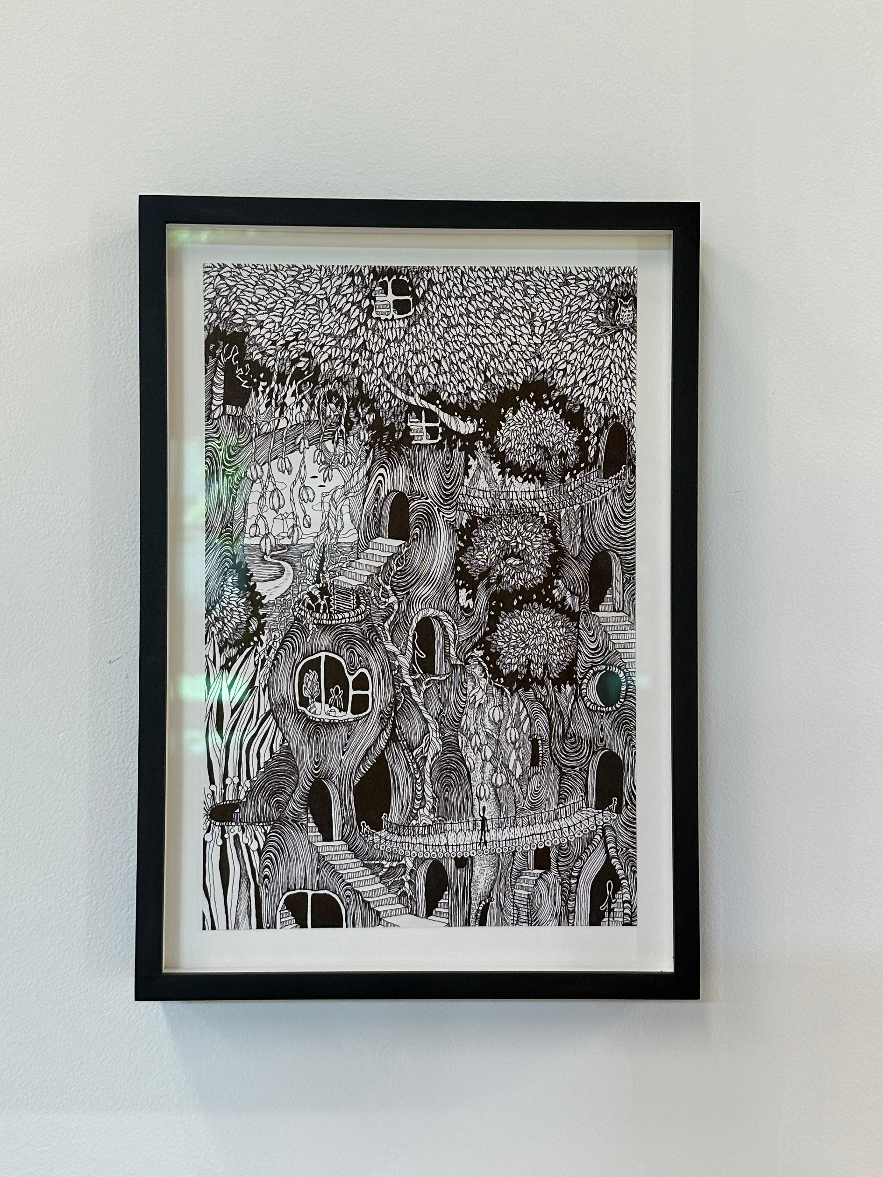 Soul Flowers 39 Symbiosis, Forest Life, Trees, Doorways, Windows Black and White - Art by Michiyo Ihara