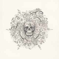 Snowflakes 155 Awareness, Skull and Planets, Mandala Pencil Drawing