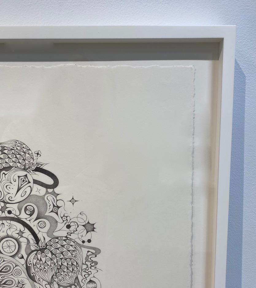 Élans de neige 155 Awareness, crâne et planètes, dessin au crayon Mandala en vente 5