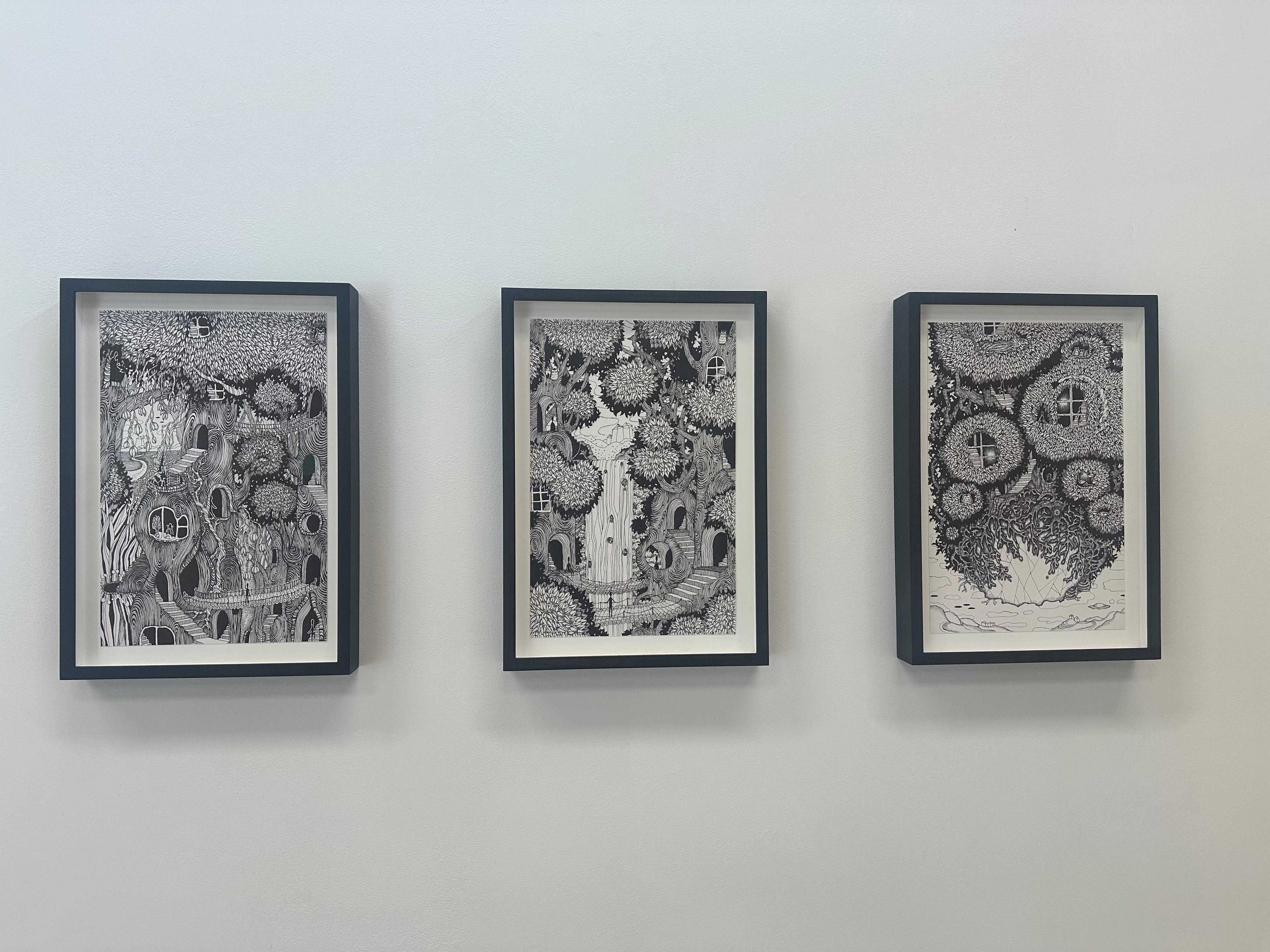 Soul Flowers 47 Floating Land, Forest Life, Tree, Roots, Windows Black and White For Sale 1