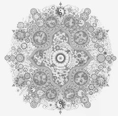 Snowflakes 152 Trance Fusion, Ying and Yang, Planets, Pencil Mandala