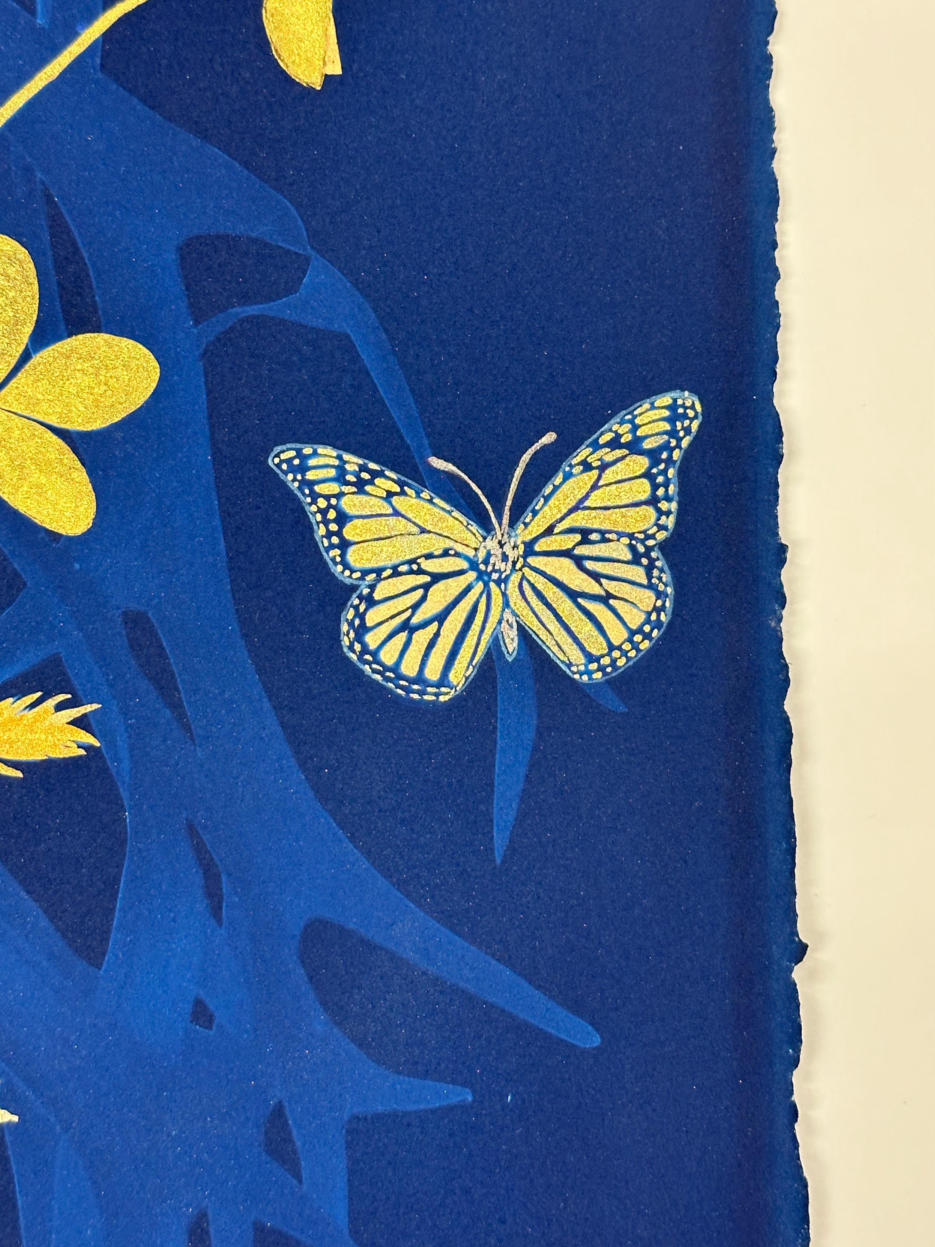 Felci Gold Flora - Pittura botanica in cianotipia Fiori blu Felci, 2021-'24 7